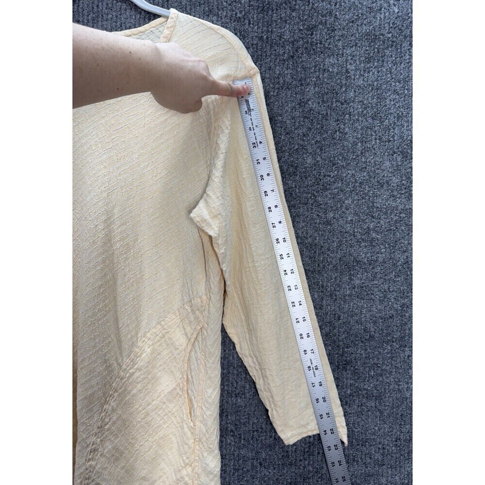 Flax by Jeanne Engelhart Tunic Top Women’s Medium Soft Yellow 100% Linen Pockets - Picture 7 of 9